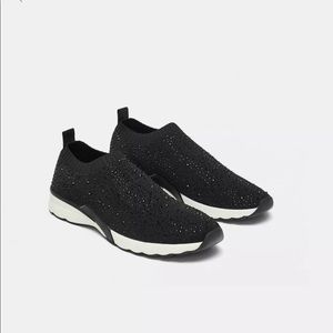Zara shiny fabric slip on sneakers brand new!